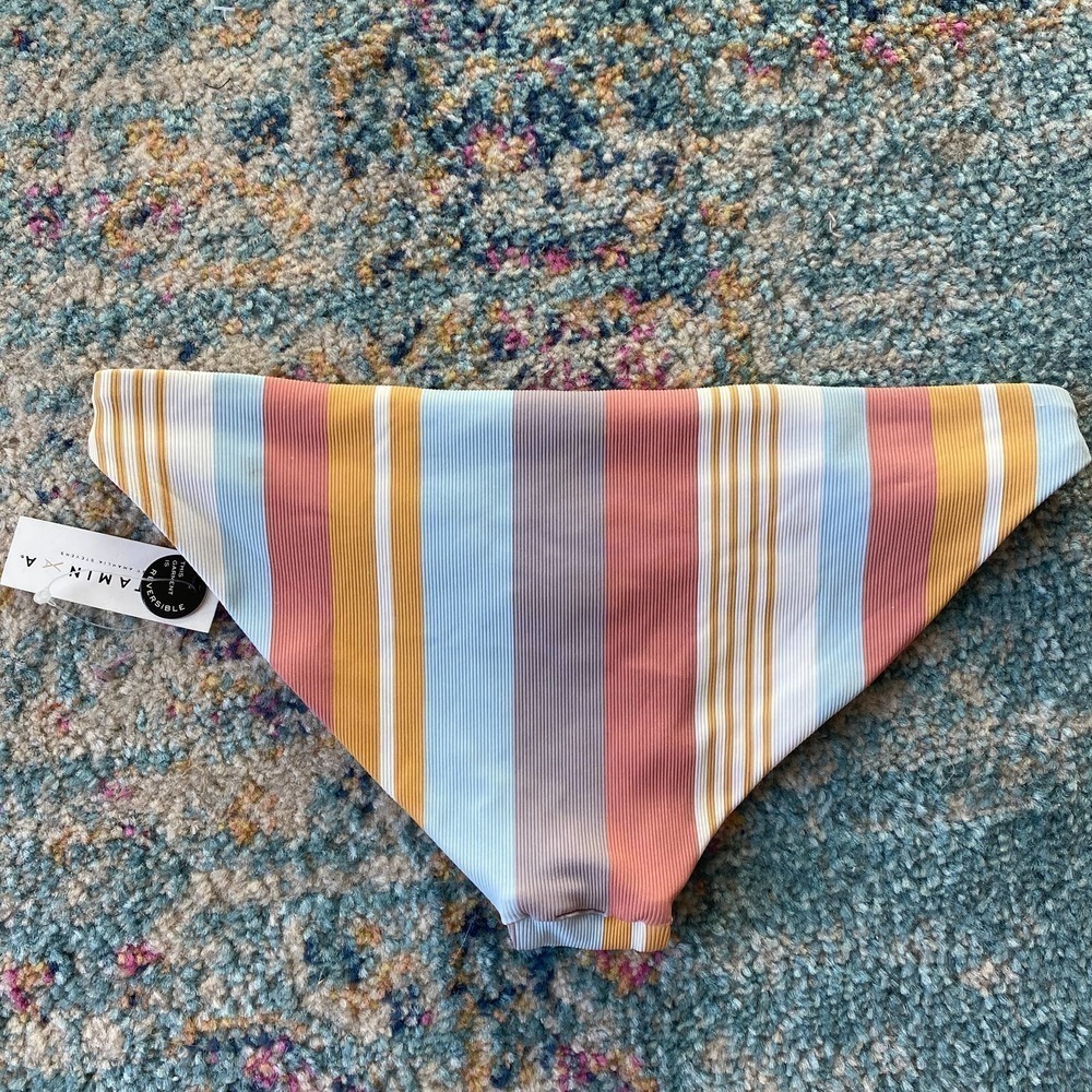 NWT Vitamin A Verano Rainbow Stripe Luciana Hipster Bikini Bottoms - Picture 8 of 9